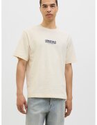 Jack & Jones Tricou din amestec de bumbac organic cu imprimeu grafic pe partea din spate - Alb fildes/Bleumarin