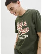 Jack & Jones Tricou din bumbac organic cu imprimeu - Alb/Visiniu/Kaki pal