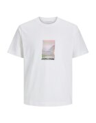 Jack  Jones Tricou JACK &JONES Sago Photo Slub 45498 - Alb