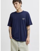 Jack & Jones Tricou lejer cu imprimeu pe partea din spate - Portocaliu/Violet/Bleumarin