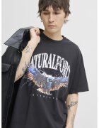 Jack & Jones Tricou lejer de bumbac cu imprimeu grafic si text - Negru stins/Portocaliu pal/Alb optic