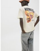 Jack & Jones Tricou lejer de bumbac cu imprimeu grafic si text - Portocaliu/Negru stins/Alb murdar