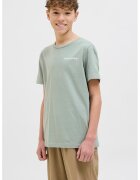 Jack  Jones Tricou lejer de bumbac cu model grafic pe spate - Alb/Verde pal