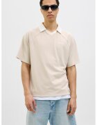 Jack  Jones Tricou polo lejer cu maneci raglan - Bej/Alb murdar