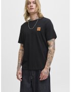 Jack  Jones Tricou regular-fit cu decolteu la baza gatului - Negru/Portocaliu