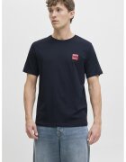 Jack & Jones Tricou regular-fit cu decolteu la baza gatului - Rosu/Albastru ultramarin
