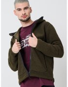 Jack Wolfskin Jacheta cu gluga din blana sherpa - Kaki inchis