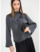 JdY Bluza din satin cu guler scurt - Gri carbune