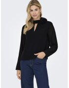 JdY Bluza uni cu detaliu floral - Negru