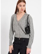 JdY Cardigan cu decolteu in V Letty - Gri melange