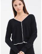 JdY Cardigan cu detalii contrastante Basica - Negru/Alb murdar
