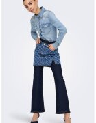 JdY Fusta mini de denim cu margine cu slit - Albastru inchis