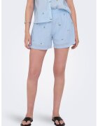 JdY Pantaloni scurti de bumbac cu model floral - Albastru lavanda/Alb optic/Verde aquamarin