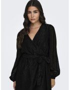 JdY Rochie cu aspect stralucitor - decolteu in V si cordon in talie - Negru