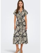 JdY Rochie midi cu cordon in talie si model - Negru/Maro nisip