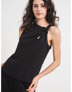 JdY Top din bumbac cu nod Amy - Negru