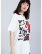 Jeremy Meeks Tricou cu imprimeu grafic si decolteu la baza gatului - Alb