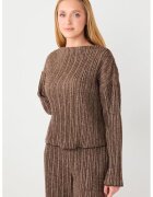 JIMMY KEY Bluza cu decolteu barcuta si aspect striat - Maro inchis