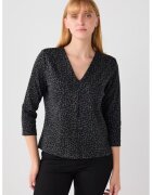 JIMMY KEY Bluza cu decolteu in V si animal print - Negru