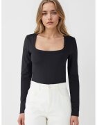 JIMMY KEY Bluza cu decolteu patrat - Negru