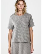 JIMMY KEY Bluza cu decolteu rotund si maneci scurte - Gri deschis/Albastru inchis
