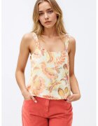 JIMMY KEY Bluza cu design floral si decolteu patrat - Maro/Bej
