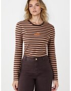 JIMMY KEY Bluza cu dungi si decolteu rotund - Maro inchis/Bej