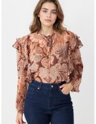 JIMMY KEY Bluza cu model paisley si volane - Maro deschis