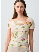 JIMMY KEY Bluza cu model si decolteu pe un umar - Verde/Bej deschis