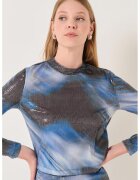JIMMY KEY Bluza cu model tie-dye si paiete - Alb/Negru/Albastru