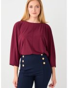 JIMMY KEY Bluza cu model uni si maneci trei sferturi - Visiniu