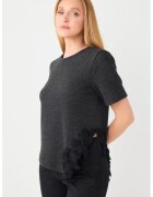 JIMMY KEY Bluza cu terminatie asimetrica si aplicatii - Gri antracit