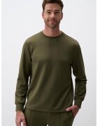 JIMMY KEY Bluza de trening din amestec de modal cu decolteu la baza gatului - Kaki inchis