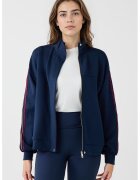 JIMMY KEY Bluza de trening din amestec de modal cu fermoar - Alb/Rosu inchis/Bleumarin