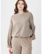 JIMMY KEY Bluza de trening texturata cu maneci cazute - Bej melange