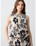 JIMMY KEY Bluza din amestec de bumbac fara maneci cu model floral - Negru/Bej deschis