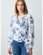 JIMMY KEY Bluza din lyocell cu model floral - Alb/Albastru