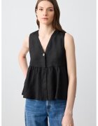 JIMMY KEY Bluza fara maneci cu decolteu in V - Negru