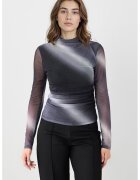 JIMMY KEY Bluza in degrade cu drapaj - Alb/Gri antracit/Gri inchis