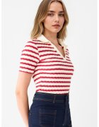 JIMMY KEY Bluza polo din tricot - Rosu/Alb fildes