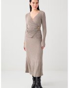 JIMMY KEY Bluza slim fit cu croiala petrecuta si texturata - Maro taupe