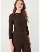 JIMMY KEY Bluza slim fit cu decolteu la baza gatului - Maro inchis
