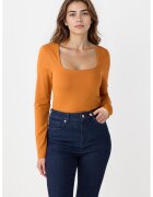 JIMMY KEY Bluza slim fit cu decolteu patrat - Caramel