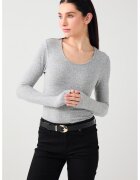 JIMMY KEY Bluza slim fit cu decolteu rotund - Gri deschis melange