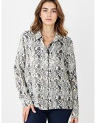 JIMMY KEY Camasa cu nasturi si animal print - Alb/Gri/Maro taupe