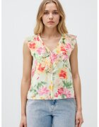 JIMMY KEY Camasa din amestec de lyocell - fara maneci - cu volane - Roz pastel/Verde pal