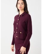 JIMMY KEY Cardigan cu nasturi contrastanti - Visiniu