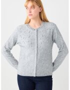 JIMMY KEY Cardigan cu nasturi si strasuri - Gri deschis melange