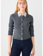 JIMMY KEY Cardigan striat cu guler cu strasuri - Gri carbune