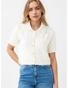 JIMMY KEY Cardigan uni cu maneci scurte - Alb fildes